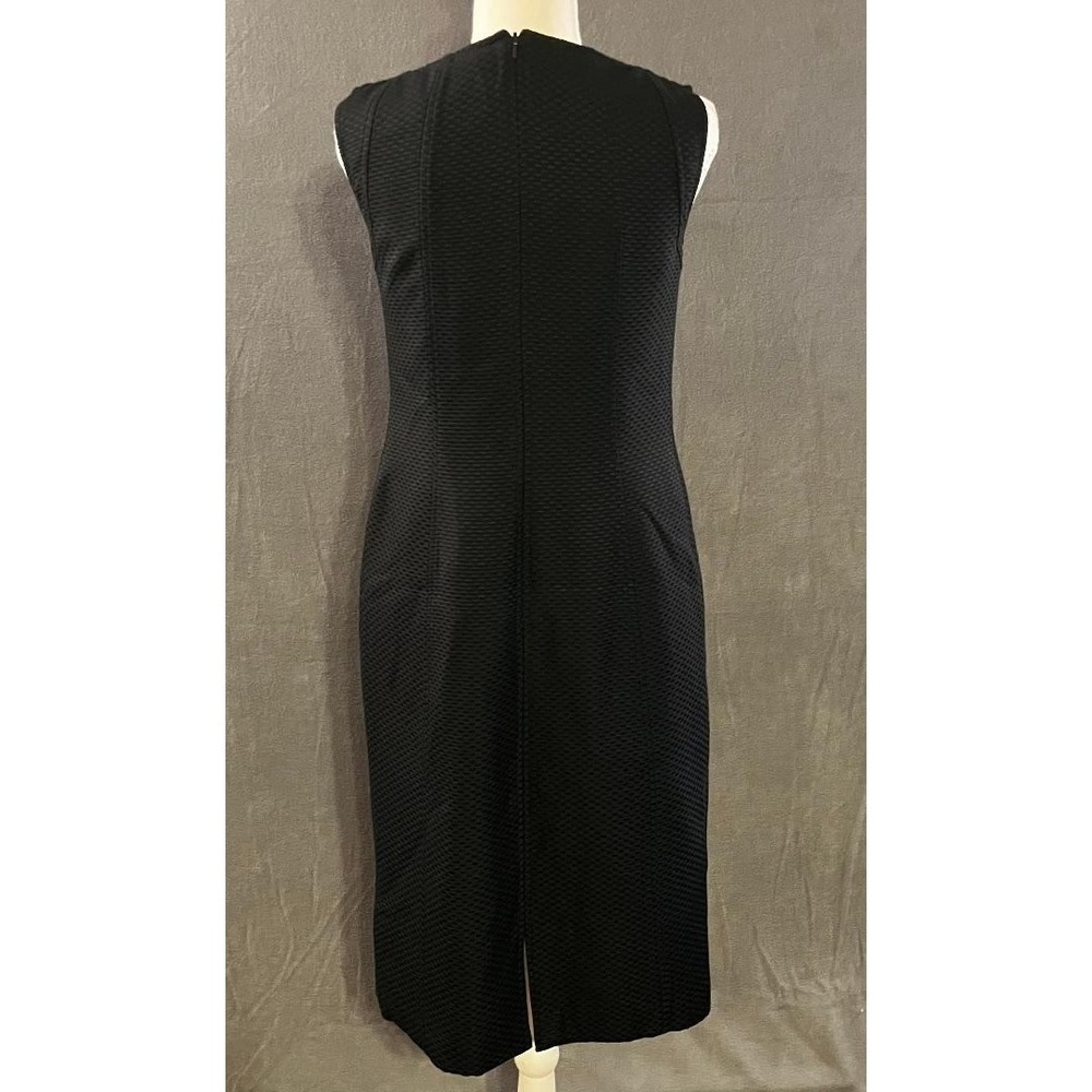 Talbots Goth Black Textured Jacquard Sleeveless Sheath Dress Split Neck Size 10 - Picture 3 of 7
